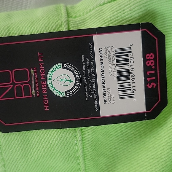 NO BO Girls Neon Green Distressed Shorts, Size: 15, NWT - Picture 2 of 8